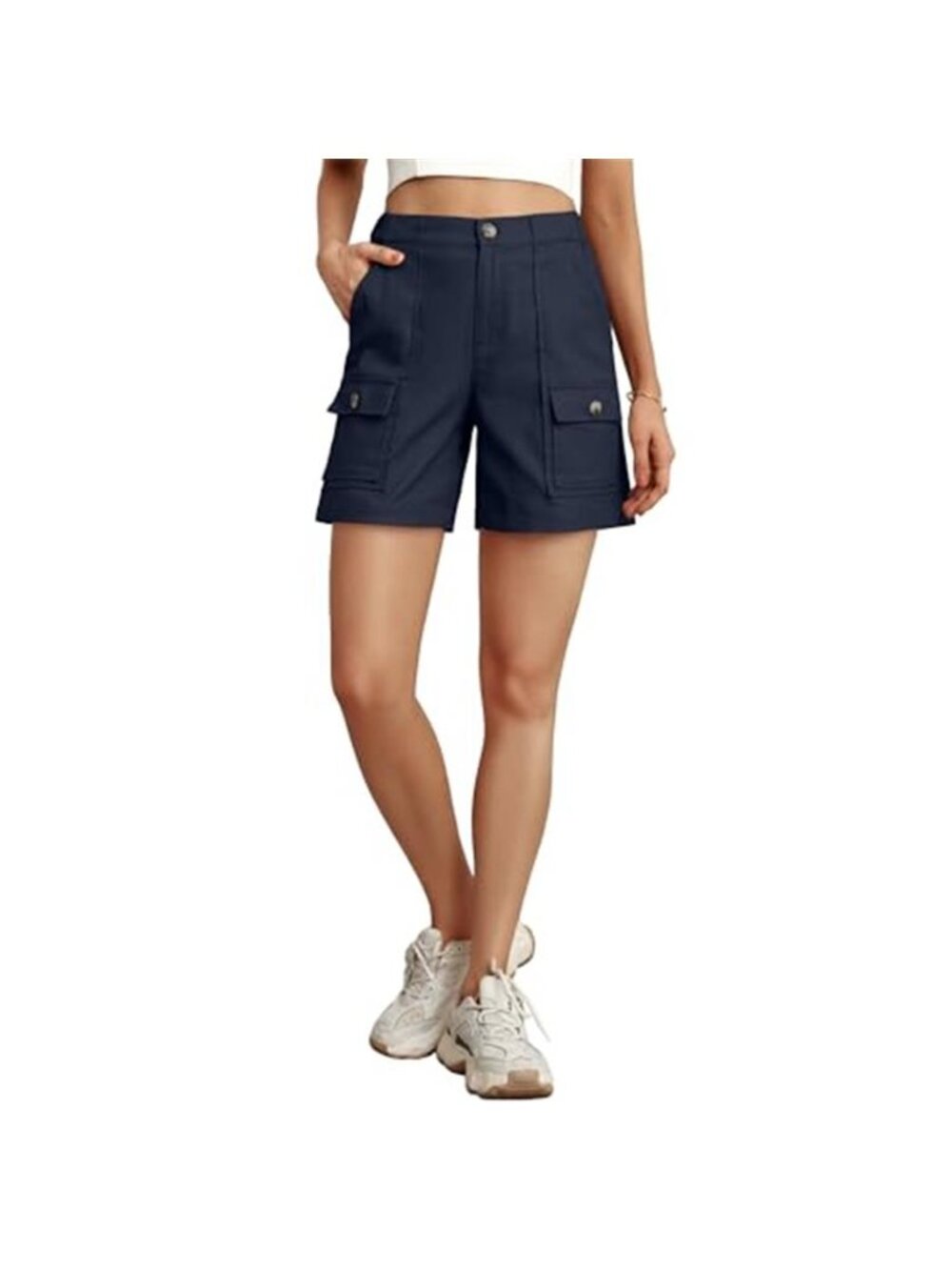 Lepunuo Women's Navy Stretch Cargo Shorts Relaxed Fit Utility Shorts with Pocket